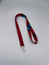 Load image into Gallery viewer, Niceroy Red and Blue Fabric Lanyard, badge lanyard, nurse lanyard, teacher lanyard, badge holder, ID badge holder, key chain, key Fob