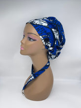 Load image into Gallery viewer, Niceroy surgical SCRUB HAT CAP,  Ankara Europe style nursing caps royal blue white grey cotton and satin lining option African Print NRSC56