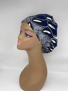 Niceroy surgical SCRUB HAT CAP,  Ankara Europe style nursing caps made with 100% cotton fabric and satin lining option African Print NRSC51A
