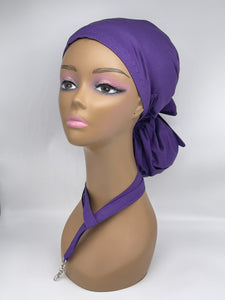 Adjustable PONY SCRUB CAP, solid cotton fabric surgical scrub hat pony nursing caps and satin lining option for locs /Long Hair