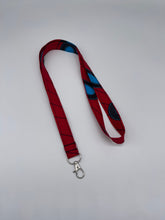 Load image into Gallery viewer, Niceroy Red and Blue Fabric Lanyard, badge lanyard, nurse lanyard, teacher lanyard, badge holder, ID badge holder, key chain, key Fob