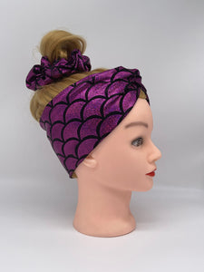 Niceroy mermaid stretchy fabric Headband and scrunchies to match mommy headband