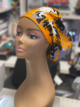 Load image into Gallery viewer, Niceroy Adjustable Ankara surgical SCRUB HAT Europe Euro style nursing cap with satin lining option  African kente sleeping bonnet