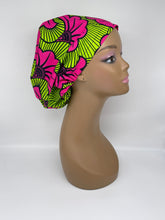 Load image into Gallery viewer, Niceroy surgical SCRUB HAT CAP,  Ankara Europe style nursing caps black green pink African print fabric and satin lining option.