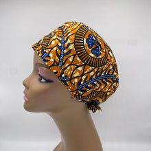 Load image into Gallery viewer, Niceroy unisex surgical pixie SCRUB HAT Cap, nursing caps made with cotton fabric and satin lining option African print men scrub cap