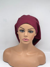 Load image into Gallery viewer, Niceroy MAROON Burgundy EUROPE STYLE surgical scrub hat nursing caps cotton fabric hat with satin lining option
