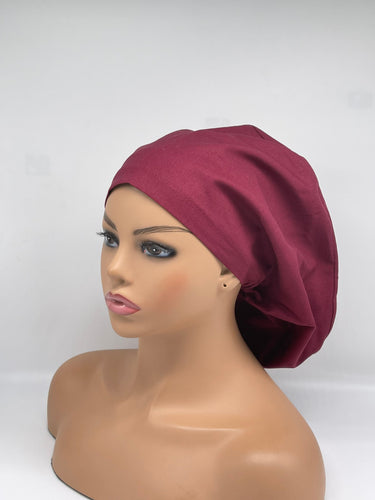 Satin Lined Niceroy MAROON Burgundy EUROPE STYLE surgical scrub hat nursing caps cotton fabric hat with satin lining option