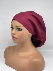Niceroy MAROON Burgundy EUROPE STYLE surgical scrub hat nursing caps cotton fabric hat with satin lining option
