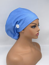 Load image into Gallery viewer, Niceroy Sky BLUE EUROPE STYLE surgical scrub hat nursing caps baby blue cotton fabric hat with satin lining option