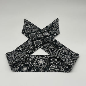 Niceroy Retro Multipurpose head neck scarf, black and white cotton scarf, vintage style scarf