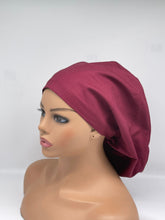 Load image into Gallery viewer, Niceroy MAROON Burgundy EUROPE STYLE surgical scrub hat nursing caps cotton fabric hat with satin lining option