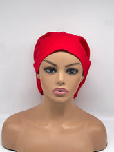 Load image into Gallery viewer, Niceroy RED EUROPE STYLE surgical scrub hat nursing caps cotton fabric hat with satin lining option
