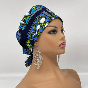 Niceroy unisex surgical pixie SCRUB HAT Cap, Reversible caps made with cotton fabric and satin lining option African print men scrub cap