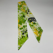Load image into Gallery viewer, Niceroy Retro Multipurpose head neck scarf, cotton scarf, vintage style scarf, green, yellow, black, off white 60s style scarf paint splash
