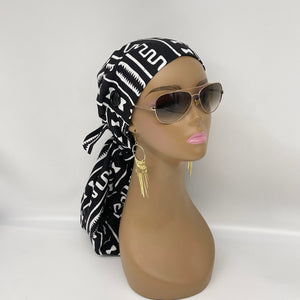 Adjustable Dread Locs and Long braids HAT Cap, Ankara pony style nursing caps made with cotton fabric and satin lining option for Long Hair