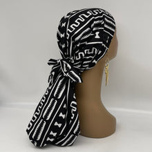 Load image into Gallery viewer, Adjustable Dread Locs and Long braids HAT Cap, Ankara pony style nursing caps made with cotton fabric and satin lining option for Long Hair