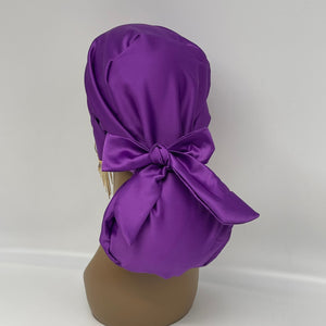 Niceroy Purple Adjustable Satin SCRUB HAT CAP, Bonnet, nursing caps,  Pony hat for long hair, locs, braids, medical scrub cap