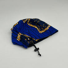 Load image into Gallery viewer, Niceroy surgical SCRUB HAT CAP,  Ankara Europe style nursing caps royal blue yellow cotton and satin lining option African Print NRSC56