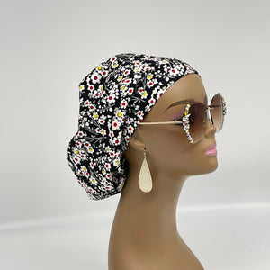 Niceroy surgical SCRUB HAT CAP, Europe style nursing caps made with daisy Cotton fabric and satin lining option bonnet chemo hat
