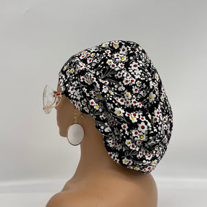 Niceroy surgical SCRUB HAT CAP, Europe style nursing caps made with daisy Cotton fabric and satin lining option bonnet chemo hat