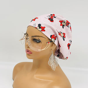Niceroy surgical SCRUB HAT CAP,  mini mouse Europe style nursing caps cotton print fabric and satin lining option.