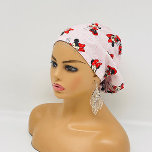 Niceroy surgical SCRUB HAT CAP,  mini mouse Europe style nursing caps cotton print fabric and satin lining option.