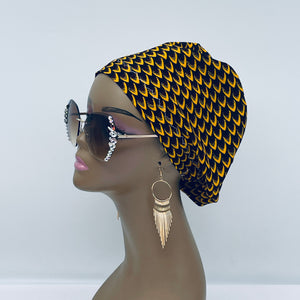 Surgical SCRUB HAT CAP,  Europe styles Ankara cotton print fabric maroon yellow black Euro hat and satin lining option.