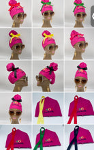 Load image into Gallery viewer, JUNETEENTH HIGH BUN satin lined scrub cap, ponytail scrub caps, scrub cap for women, surgical cap, nurse scrub cap
