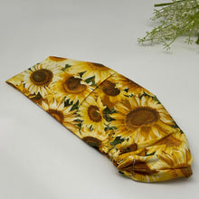 Load image into Gallery viewer, Niceroy surgical OR SCRUB CAP, Europe style nursing caps, Yellow Sunflower Cotton print fabric and satin lining option