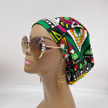 Load image into Gallery viewer, Niceroy surgical SCRUB HAT CAP,  Ankara Europe style pink Green black yellow white colorful African print fabric and satin lining option.