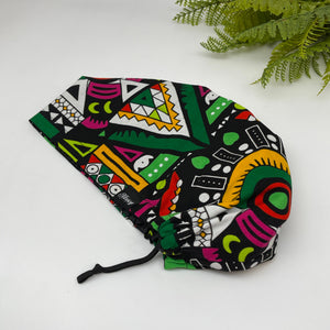 Niceroy surgical SCRUB HAT CAP,  Ankara Europe style pink Green black yellow white colorful African print fabric and satin lining option.