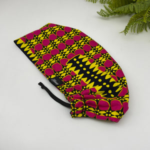 Niceroy surgical SCRUB HAT CAP,  Ankara Europe style pink black yellow colorful African print fabric and satin lining option.