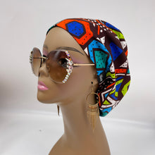 Load image into Gallery viewer, Niceroy surgical SCRUB HAT CAP,  Ankara Europe style nursing cap blue  orange green African print fabric and satin lining option.