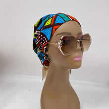 Load image into Gallery viewer, Niceroy surgical SCRUB HAT CAP,  Ankara Europe style nursing cap blue  orange green African print fabric and satin lining option.