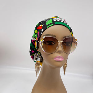 Niceroy surgical SCRUB HAT CAP,  Ankara Europe style pink Green black yellow white colorful African print fabric and satin lining option.