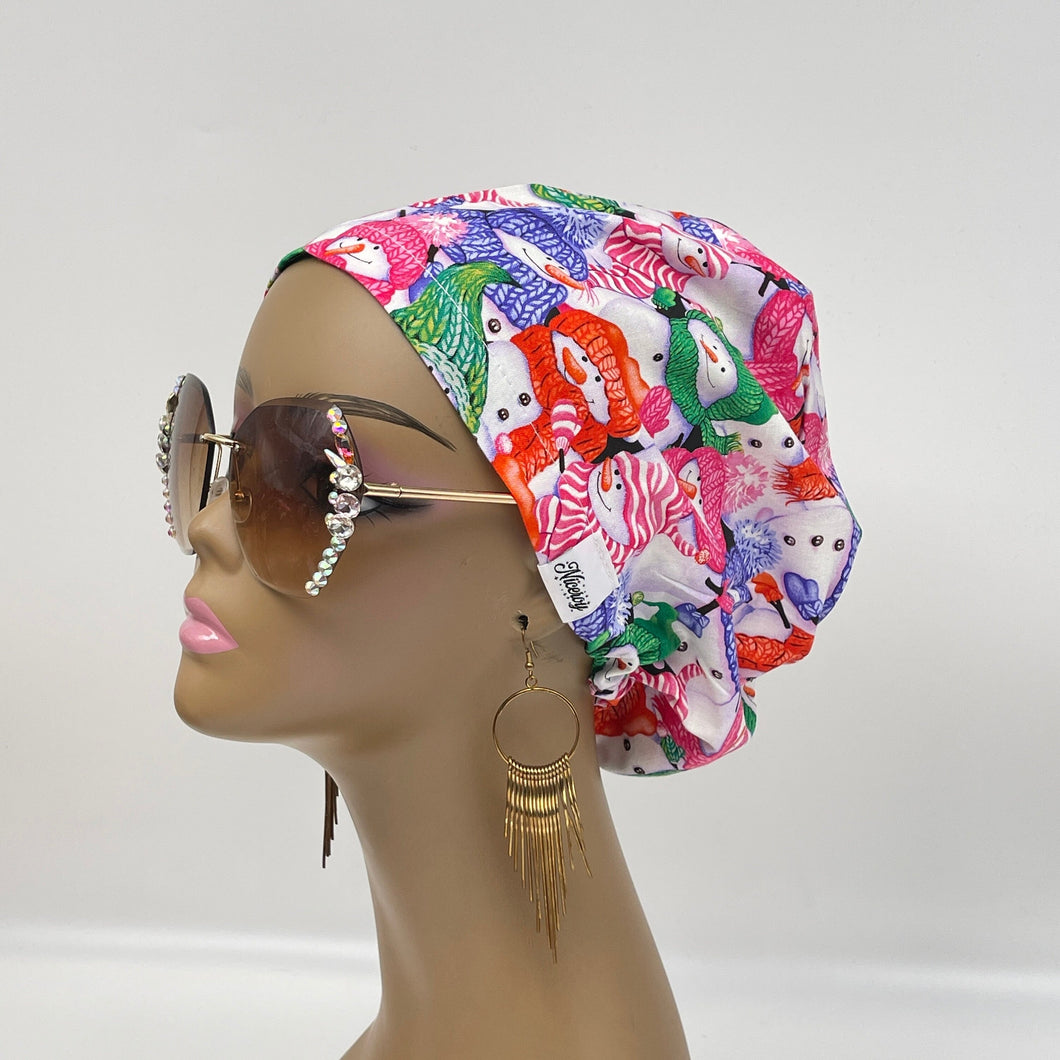 Adjustable CHRISTMAS SCRUB CAP, Europe style nursing caps, Pink green Candy colors Cotton print fabric and satin lining option