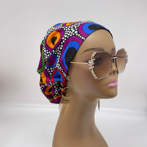 Niceroy surgical SCRUB HAT CAP,  Ankara Europe style nursing caps multicolored African print fabric and satin lining option.