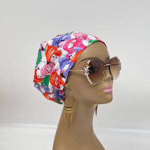Adjustable CHRISTMAS SCRUB CAP, Europe style nursing caps, Pink green Candy colors Cotton print fabric and satin lining option