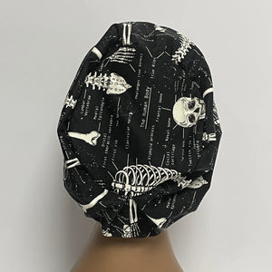 Niceroy surgical SCRUB HAT Cap, Europe style black white glow in the dark cotton fabric hat and satin lining option.