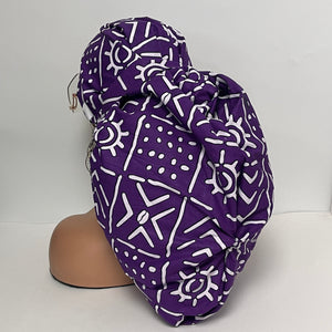 Adjustable 2XL JUMBO PONY SCRUB Cap, Purple White Black cotton fabric surgical nursing hat for Extra long/thick Hair/Locs