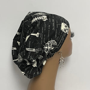 Niceroy surgical SCRUB HAT Cap, Europe style black white glow in the dark cotton fabric hat and satin lining option.